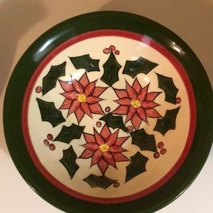 Christmas serving bowl. 12 in. Diam. Heavy duty. Barbara Sanders pottery. 1998